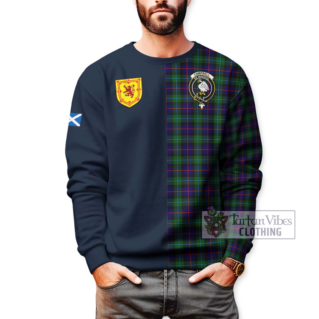 Tartan Vibes Clothing Campbell of Cawdor Modern Tartan Sweatshirt with Scottish Lion Royal Arm Half Style