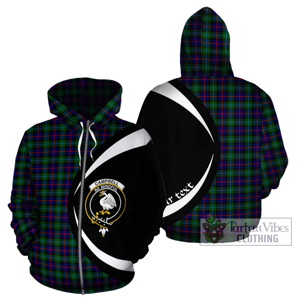 Tartan Vibes Clothing Campbell of Cawdor Modern Tartan Hoodie with Family Crest Circle Style