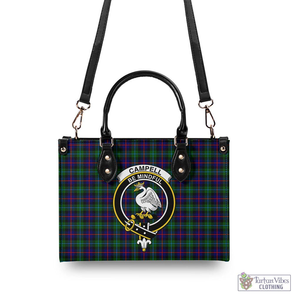 Tartan Vibes Clothing Campbell of Cawdor Modern Tartan Luxury Leather Handbags with Family Crest