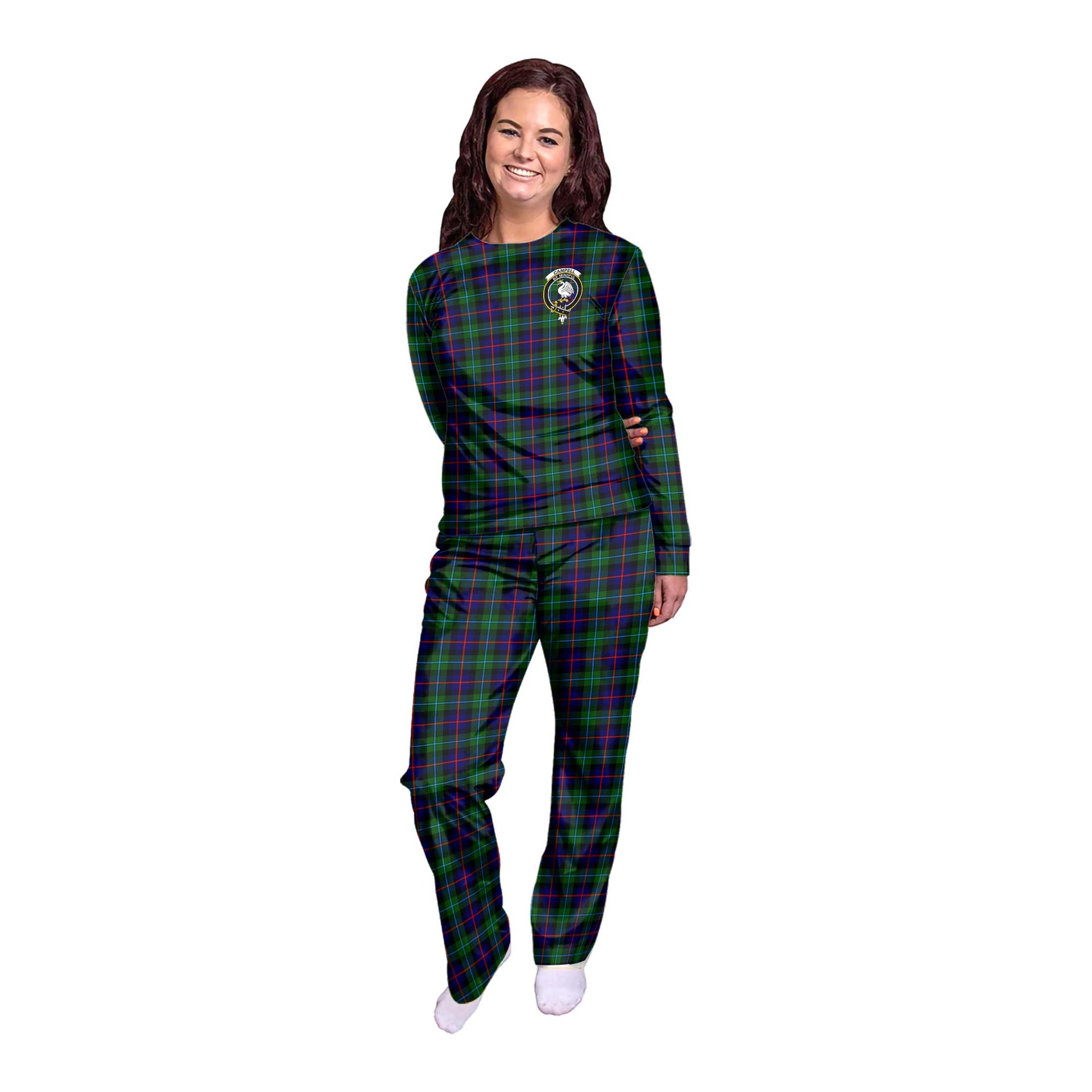 Campbell of Cawdor Modern Tartan Pajamas Family Set with Family Crest - Tartanvibesclothing