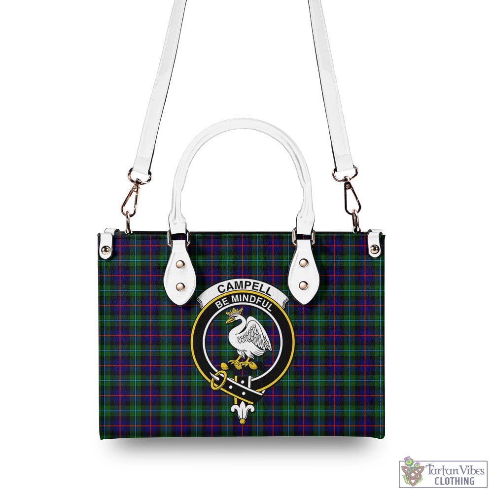 Tartan Vibes Clothing Campbell of Cawdor Modern Tartan Luxury Leather Handbags with Family Crest