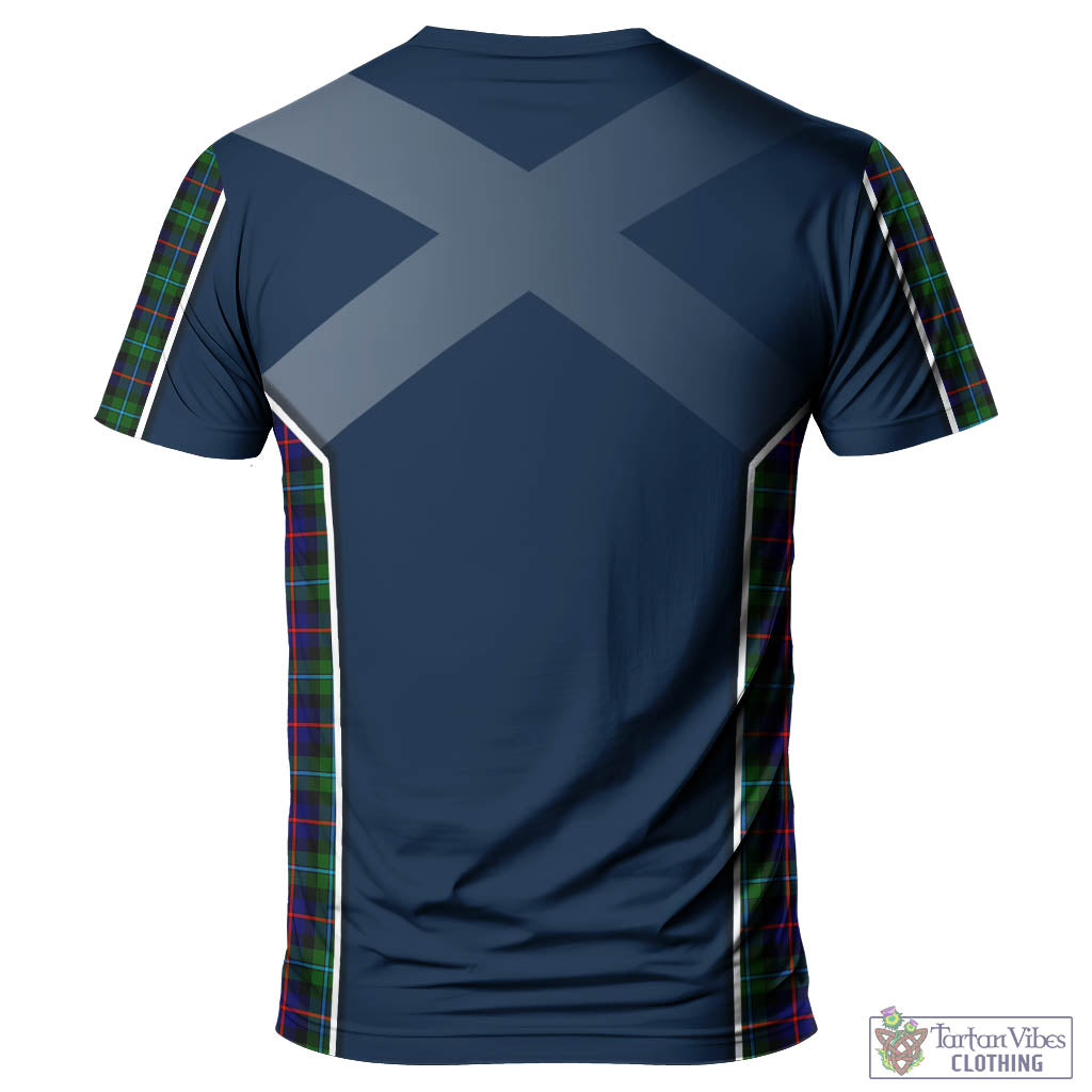 Tartan Vibes Clothing Campbell of Cawdor Modern Tartan T-Shirt with Family Crest and Scottish Thistle Vibes Sport Style