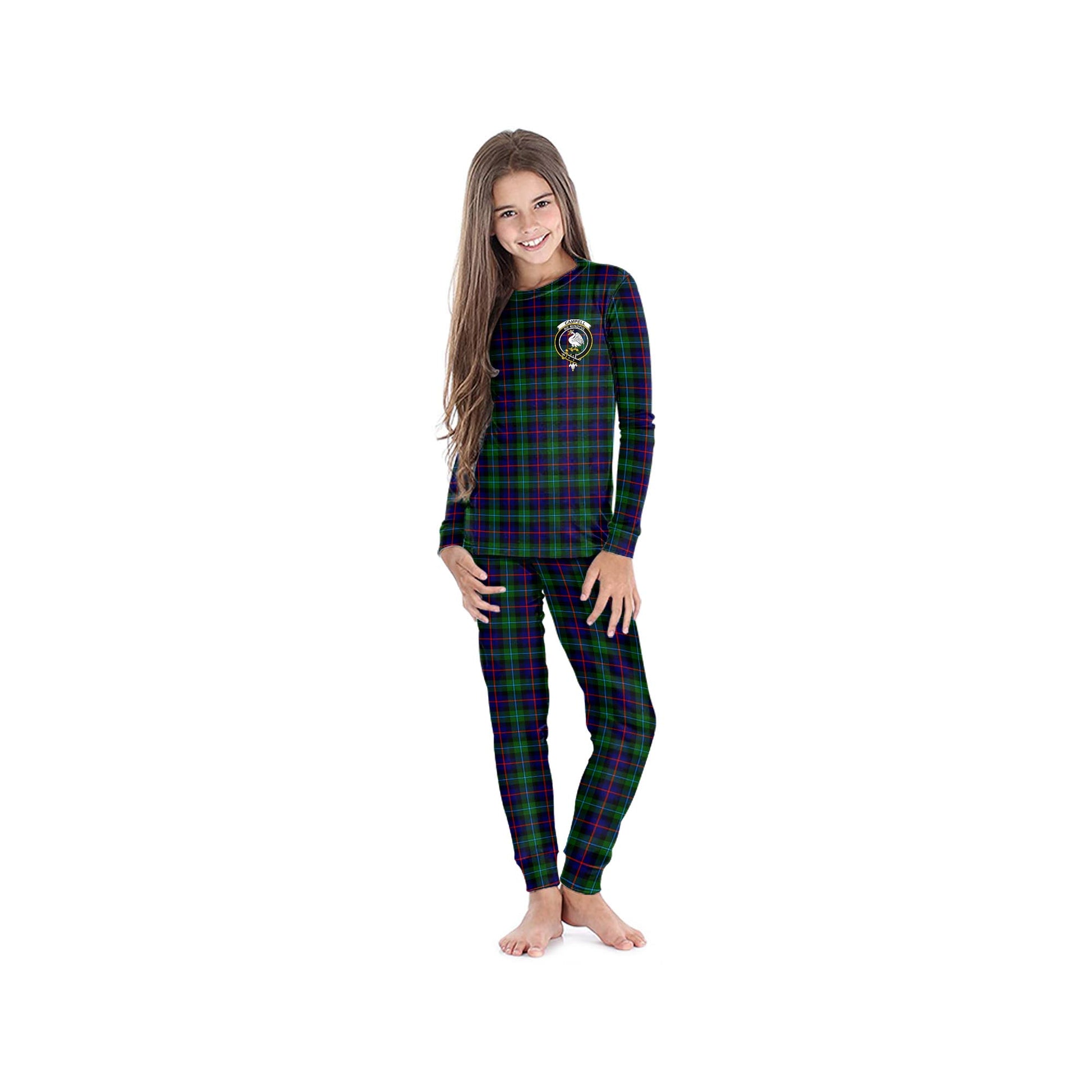 Campbell of Cawdor Modern Tartan Pajamas Family Set with Family Crest - Tartanvibesclothing