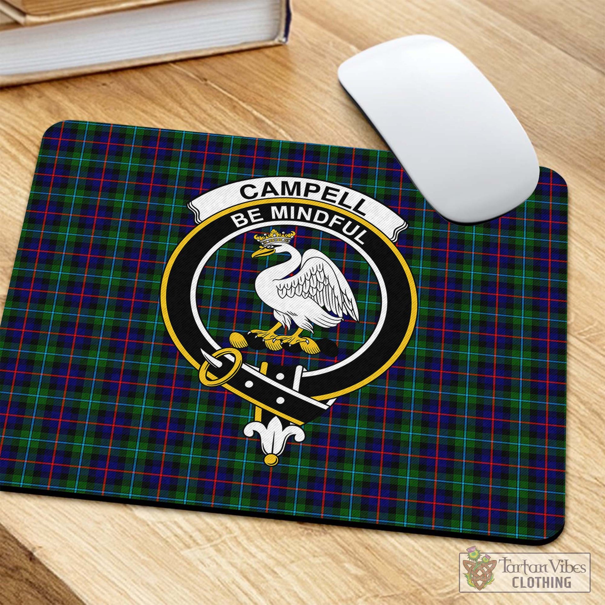 Tartan Vibes Clothing Campbell of Cawdor Modern Tartan Mouse Pad with Family Crest