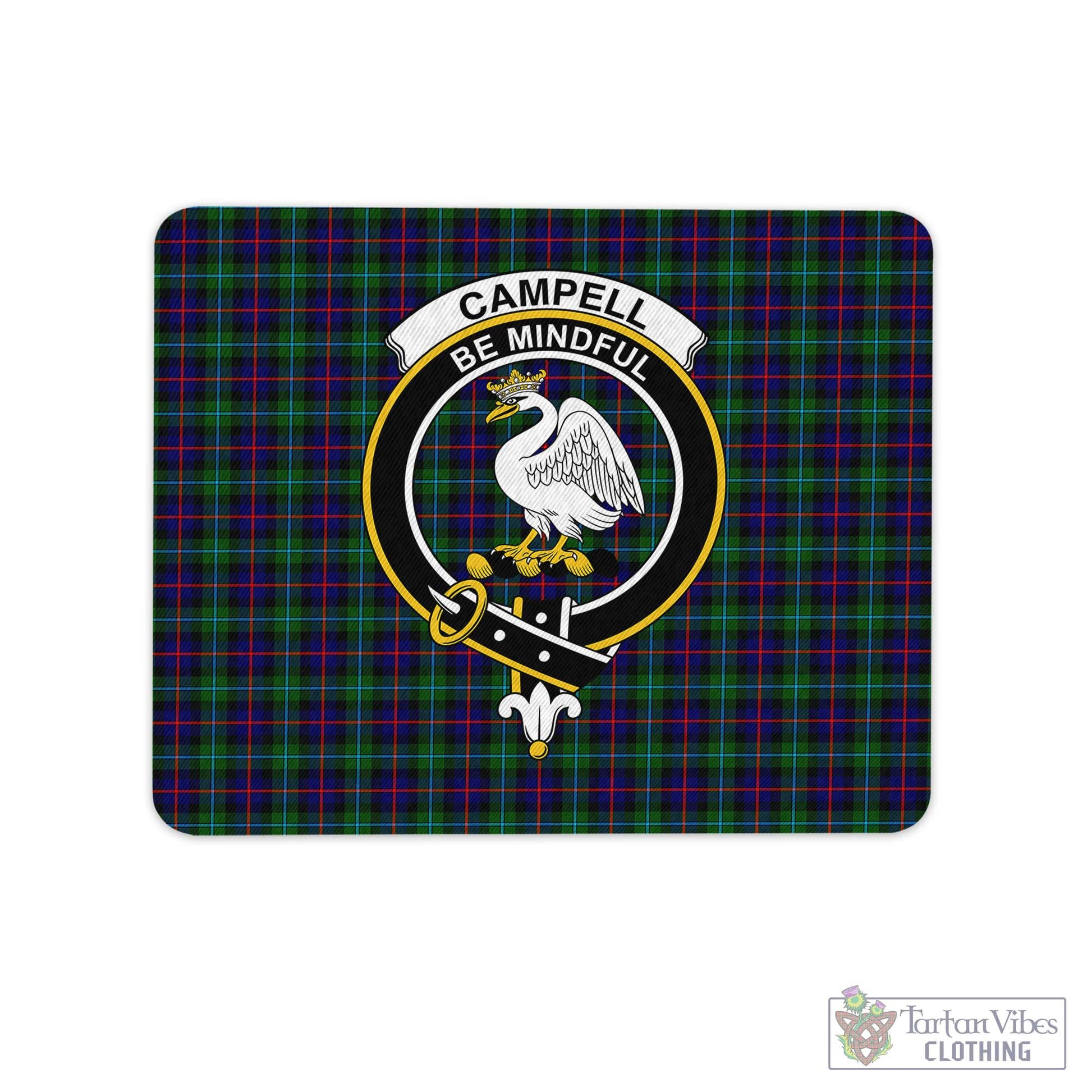 Tartan Vibes Clothing Campbell of Cawdor Modern Tartan Mouse Pad with Family Crest