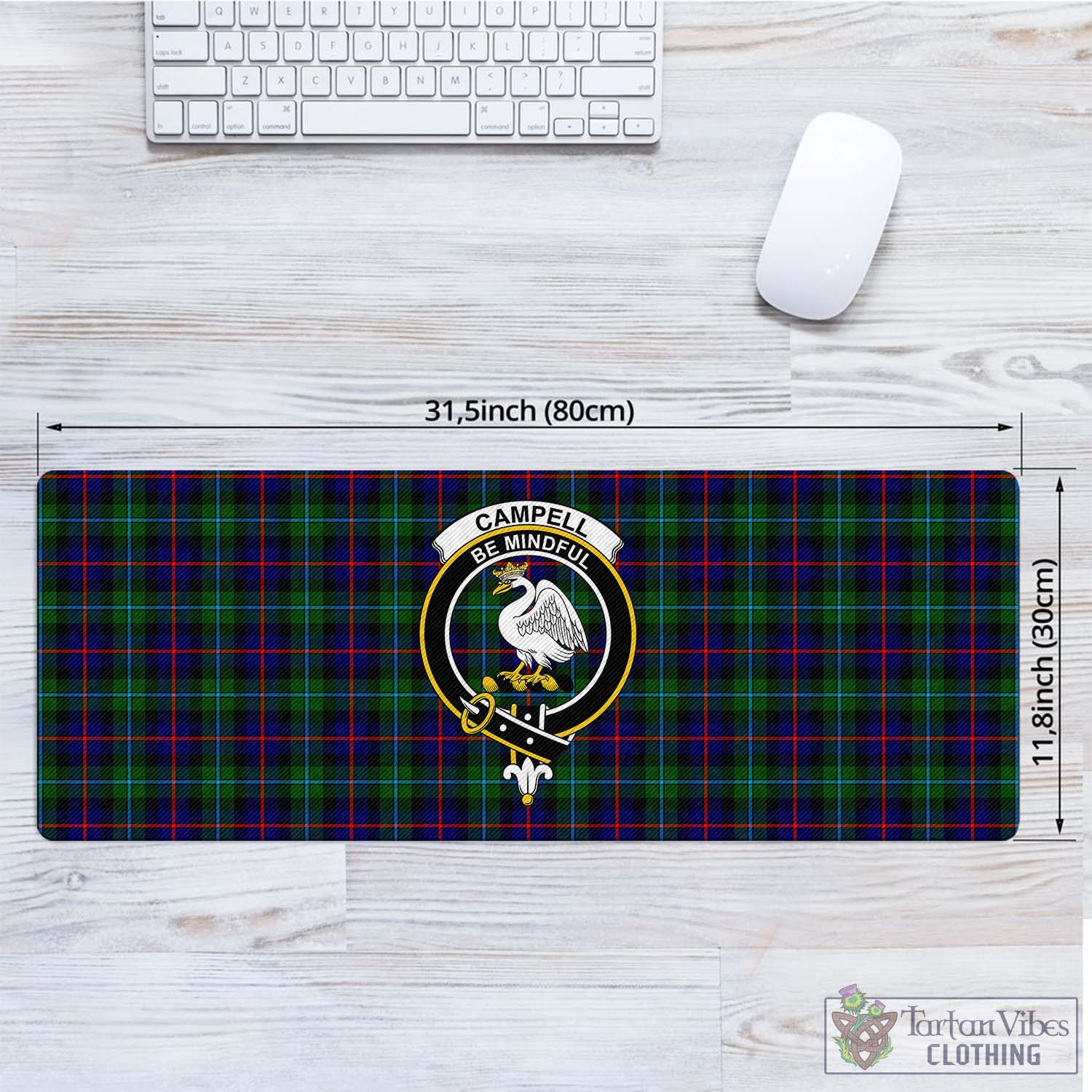 Tartan Vibes Clothing Campbell of Cawdor Modern Tartan Mouse Pad with Family Crest