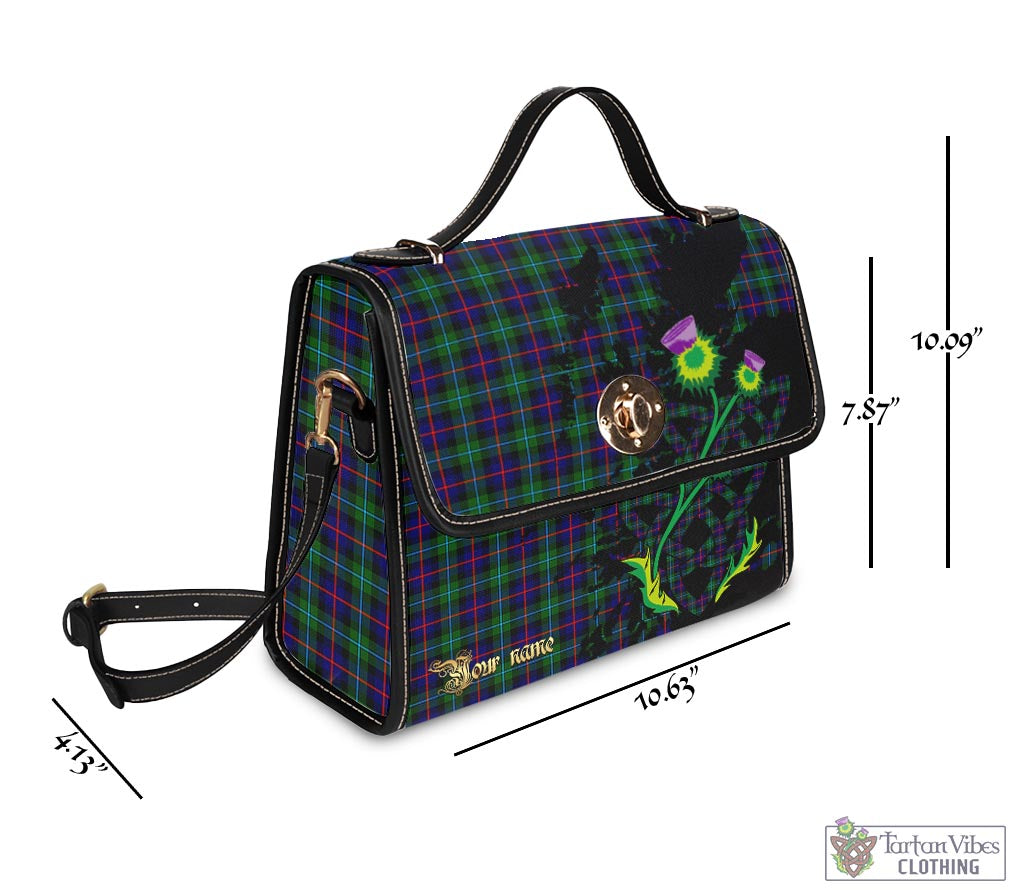 Tartan Vibes Clothing Campbell of Cawdor Modern Tartan Waterproof Canvas Bag with Scotland Map and Thistle Celtic Accents