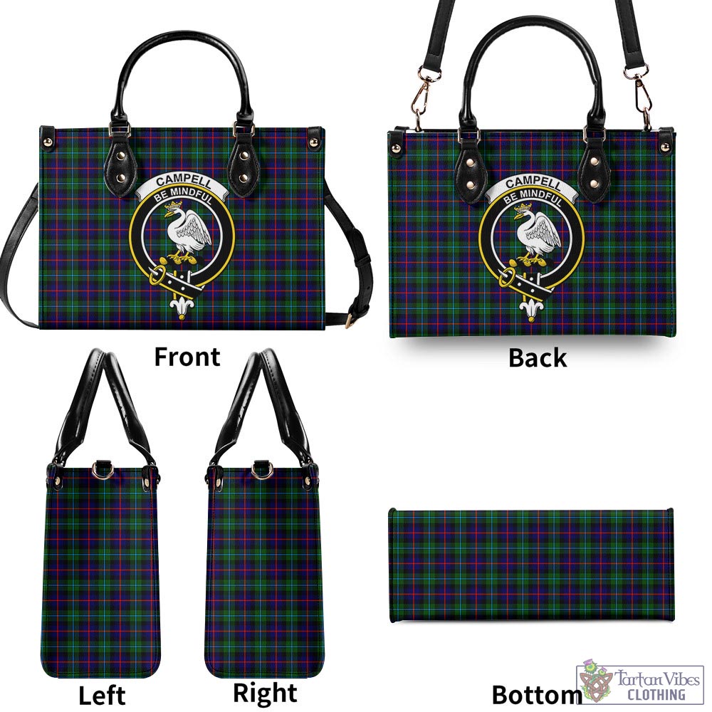 Tartan Vibes Clothing Campbell of Cawdor Modern Tartan Luxury Leather Handbags with Family Crest