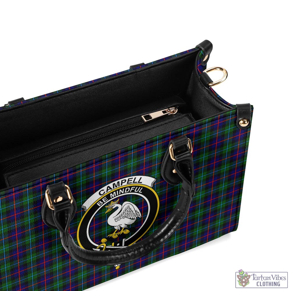 Tartan Vibes Clothing Campbell of Cawdor Modern Tartan Luxury Leather Handbags with Family Crest