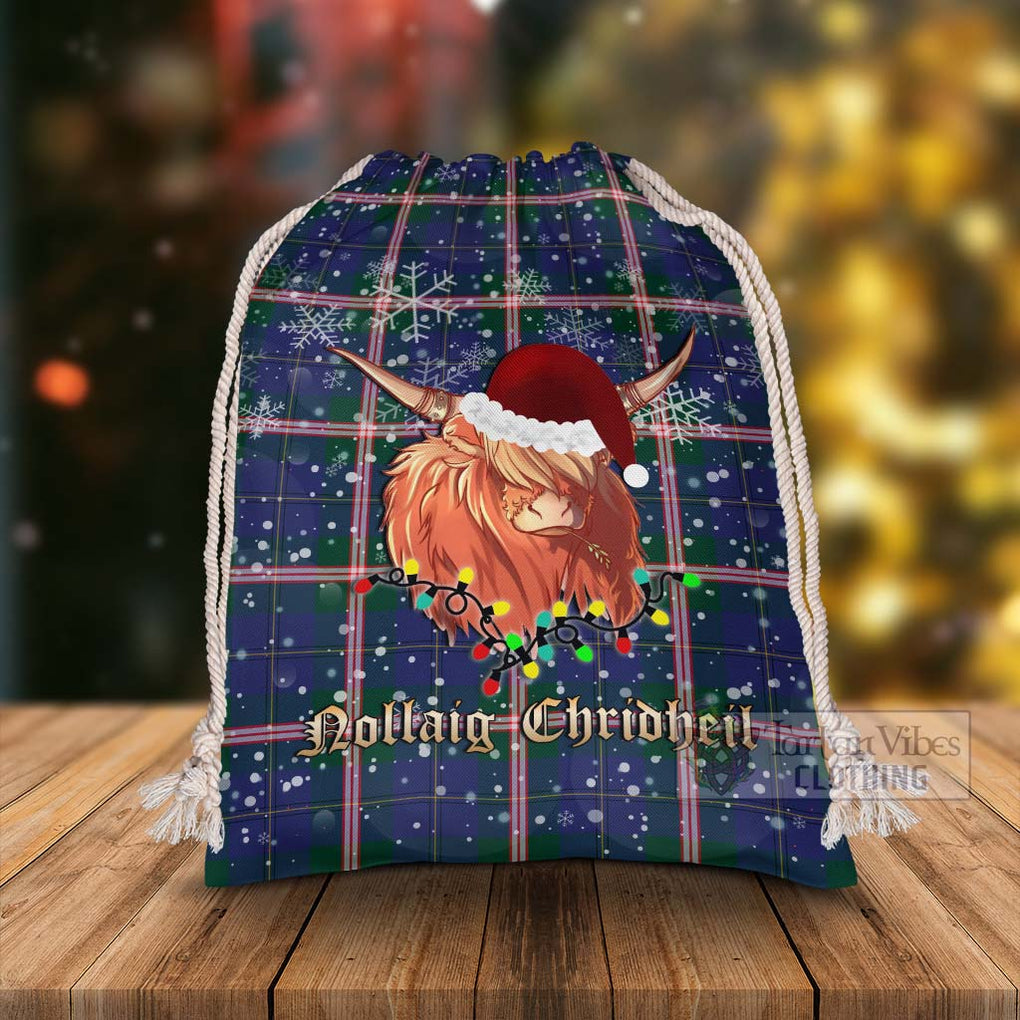 Tartan Vibes Clothing Canadian Centennial Canada Tartan Christmas Santa's Bag with Highland Cow