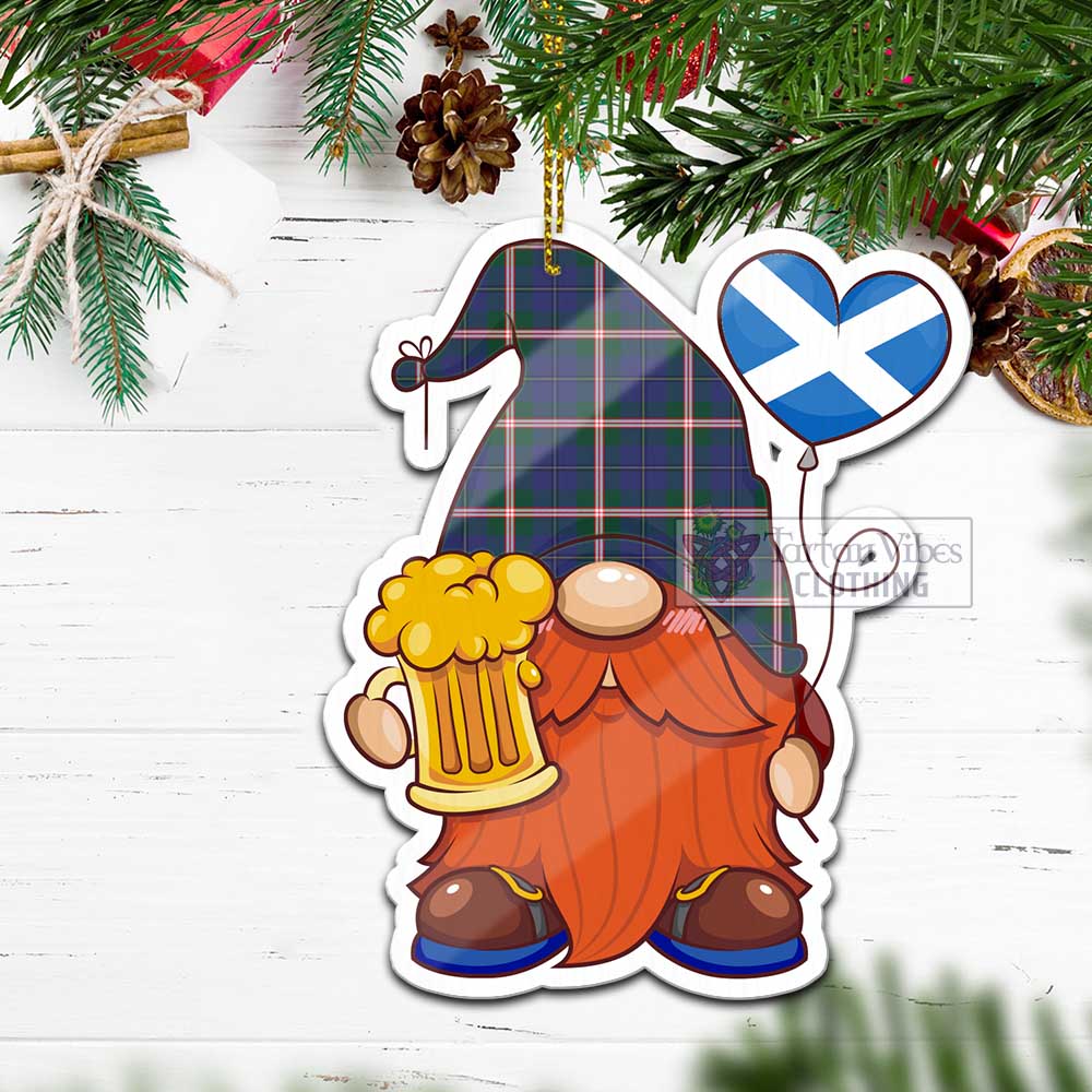 Tartan Vibes Clothing Canadian Centennial Canada Tartan Gnome Holding Beer Glass Christmas Ornament with Personalized National Flag