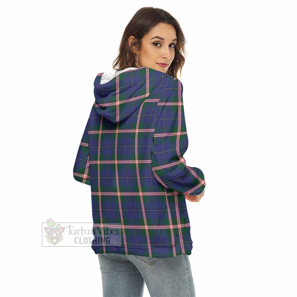 Tartan Vibes Clothing Canadian Centennial Canada Tartan Women's Borg  Half Zip Fleece Hoodie