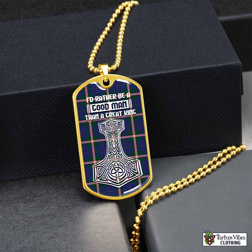 Tartan Vibes Clothing Canadian Centennial Canada Tartan Dog Tag Necklace Viking Mjolnir Style