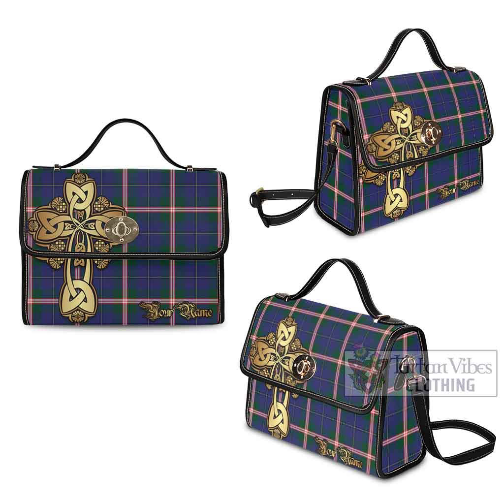 Tartan Vibes Clothing Canadian Centennial Canada Tartan Waterproof Canvas Bag Golden Thistle Celtic Cross Style