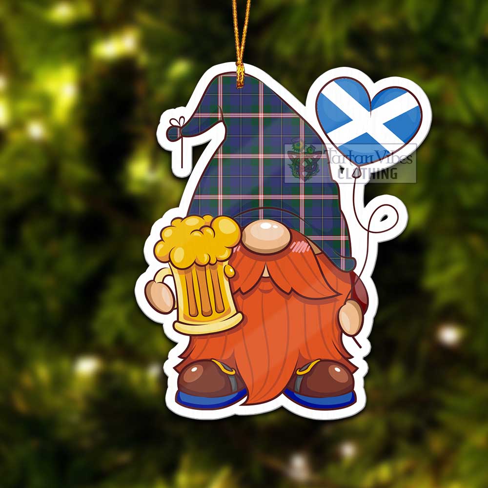 Tartan Vibes Clothing Canadian Centennial Canada Tartan Gnome Holding Beer Glass Christmas Ornament with Personalized National Flag