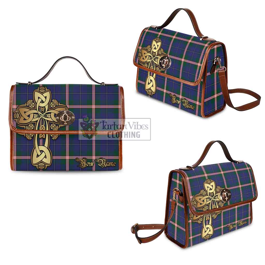 Tartan Vibes Clothing Canadian Centennial Canada Tartan Waterproof Canvas Bag Golden Thistle Celtic Cross Style