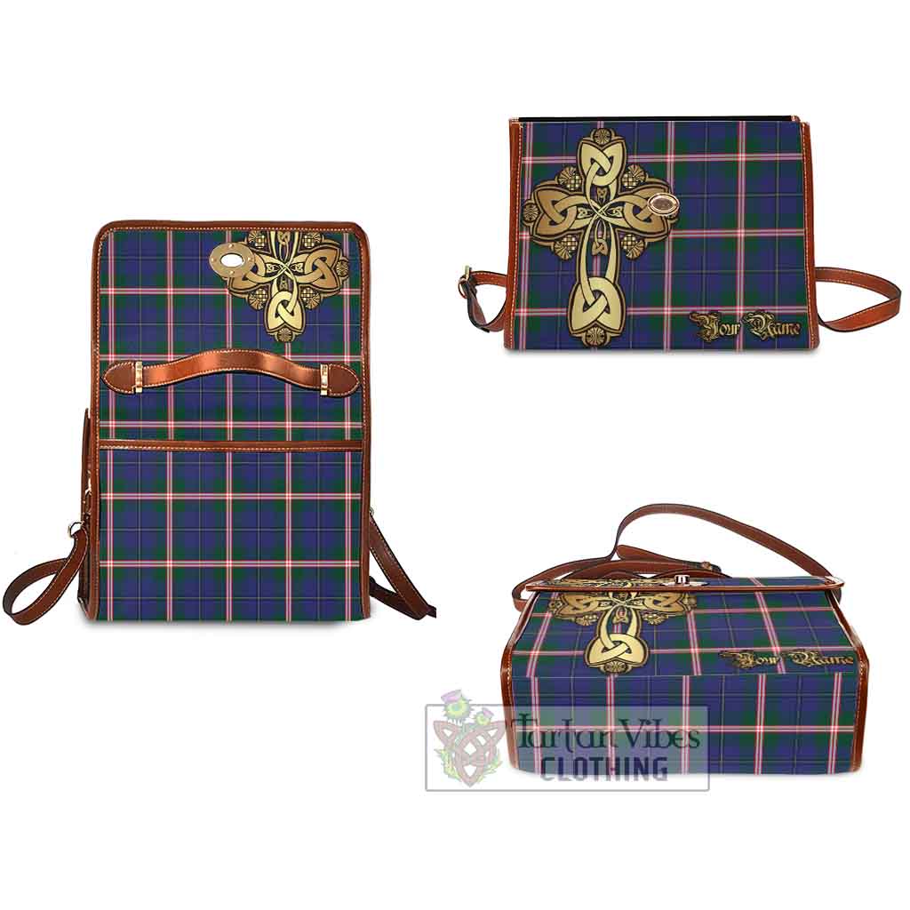 Tartan Vibes Clothing Canadian Centennial Canada Tartan Waterproof Canvas Bag Golden Thistle Celtic Cross Style