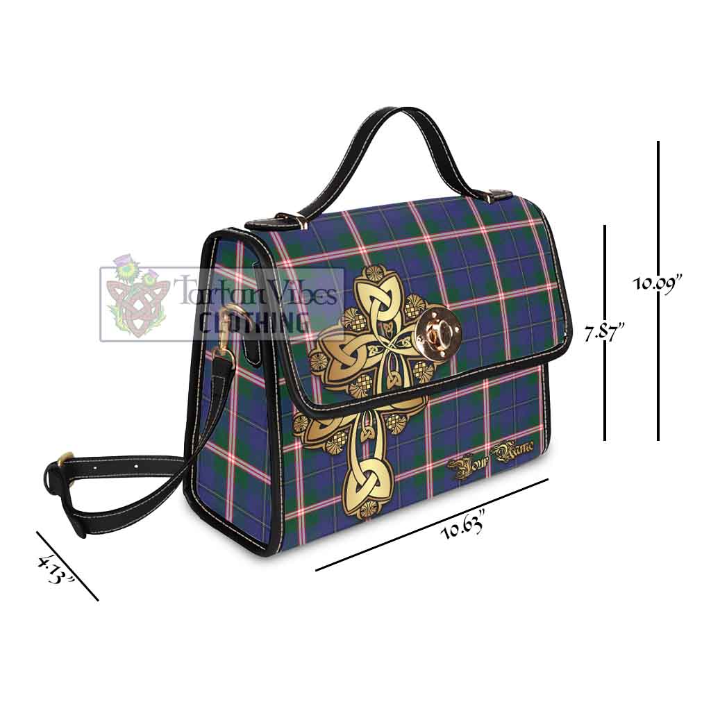 Tartan Vibes Clothing Canadian Centennial Canada Tartan Waterproof Canvas Bag Golden Thistle Celtic Cross Style