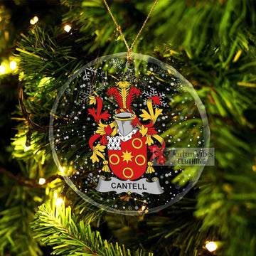 Cantell Irish Clan Christmas Glass Ornament with Coat of Arms