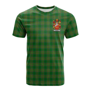 Cantell Irish Clan Tartan Cotton T-shirt with Coat of Arms