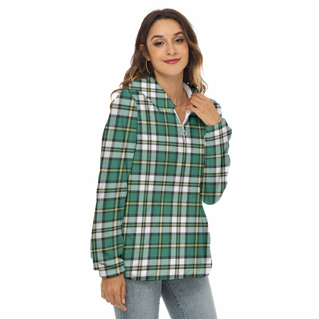 Tartan Vibes Clothing Cape Breton Island Canada Tartan Women's Borg  Half Zip Fleece Hoodie