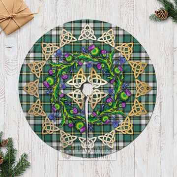 Cape Breton Island Canada Tartan Christmas Tree Skirt with Thistle Celtic Knot Style