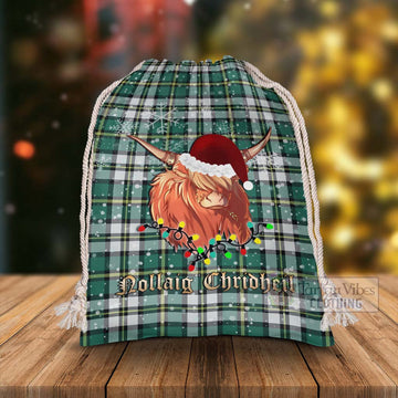 Cape Breton Island Canada Tartan Christmas Santa's Bag with Highland Cow