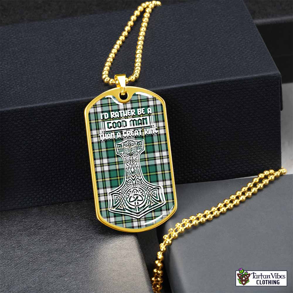 Tartan Vibes Clothing Cape Breton Island Canada Tartan Dog Tag Necklace Viking Mjolnir Style