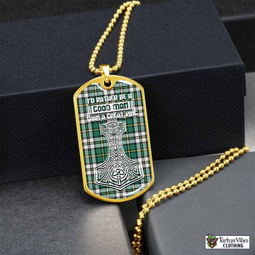 Cape Breton Island Canada Tartan Dog Tag Necklace Viking Mjolnir Style