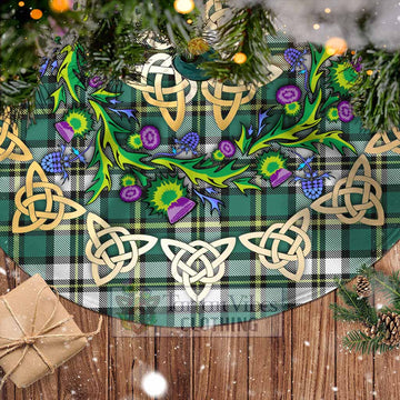 Cape Breton Island Canada Tartan Christmas Tree Skirt with Thistle Celtic Knot Style