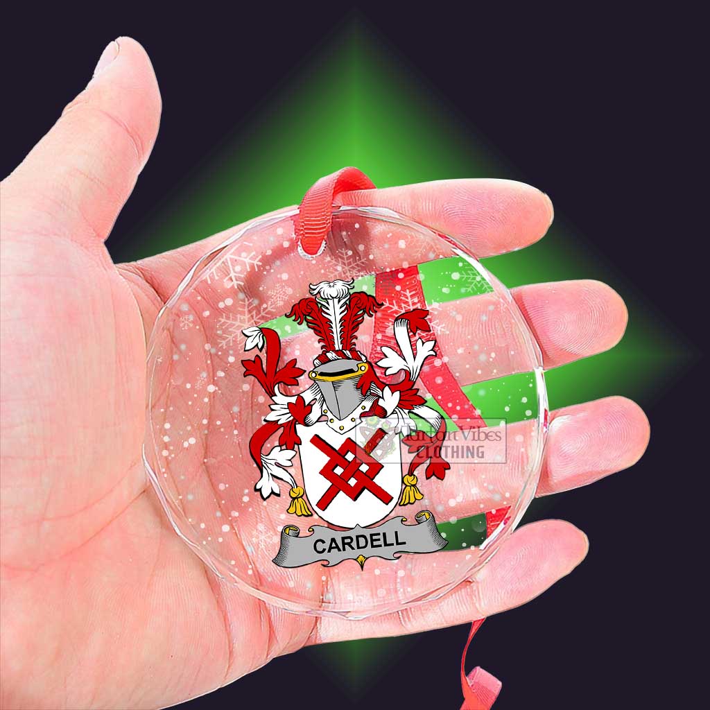 Tartan Vibes Clothing Cardell Irish Clan Christmas Glass Ornament with Coat of Arms