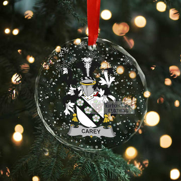 Carey Irish Clan Christmas Glass Ornament with Coat of Arms - 2D-tartanvibesclothing