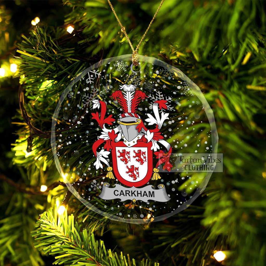 Tartan Vibes Clothing Carkham Irish Clan Christmas Glass Ornament with Coat of Arms