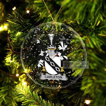 Carleton Irish Clan Christmas Glass Ornament with Coat of Arms