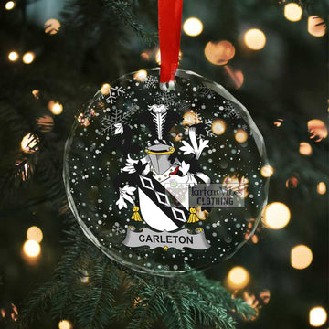 Carleton Irish Clan Christmas Glass Ornament with Coat of Arms