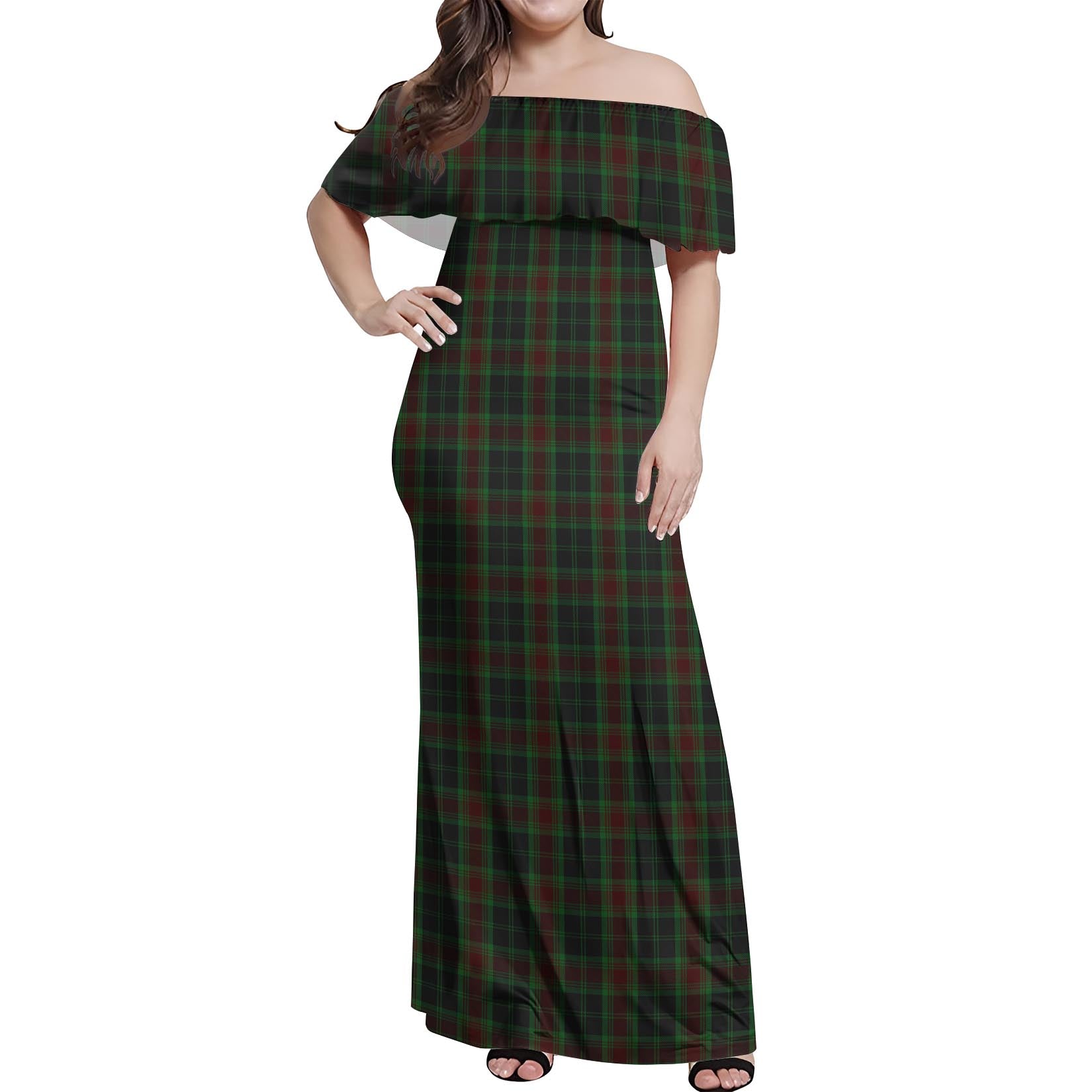 Carlow County Ireland Tartan Off Shoulder Long Dress Women's Dress - Tartanvibesclothing