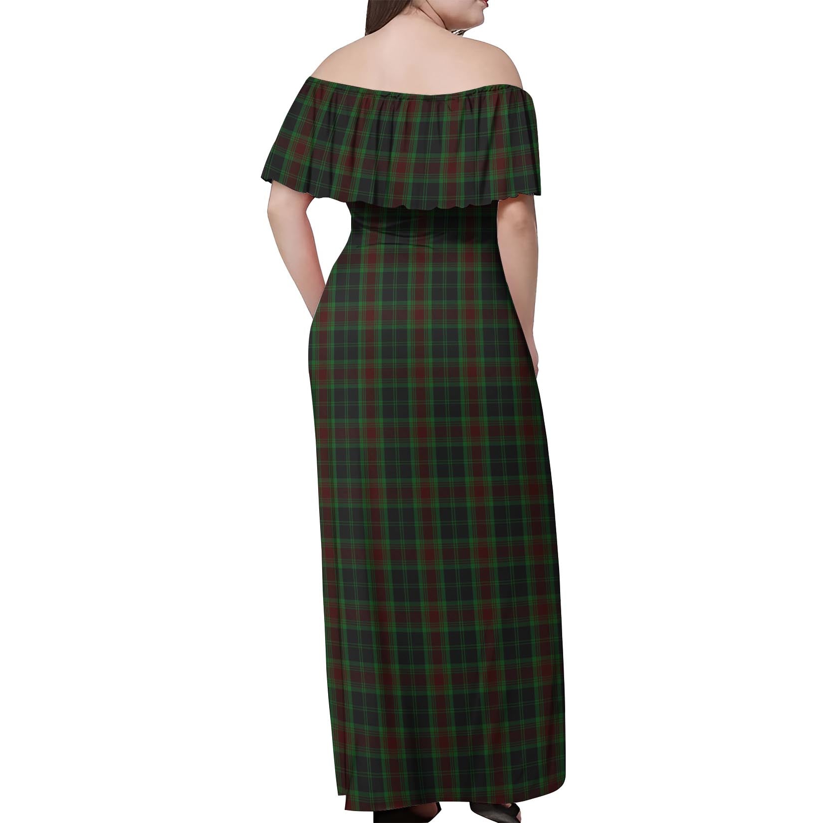 Carlow County Ireland Tartan Off Shoulder Long Dress - Tartanvibesclothing