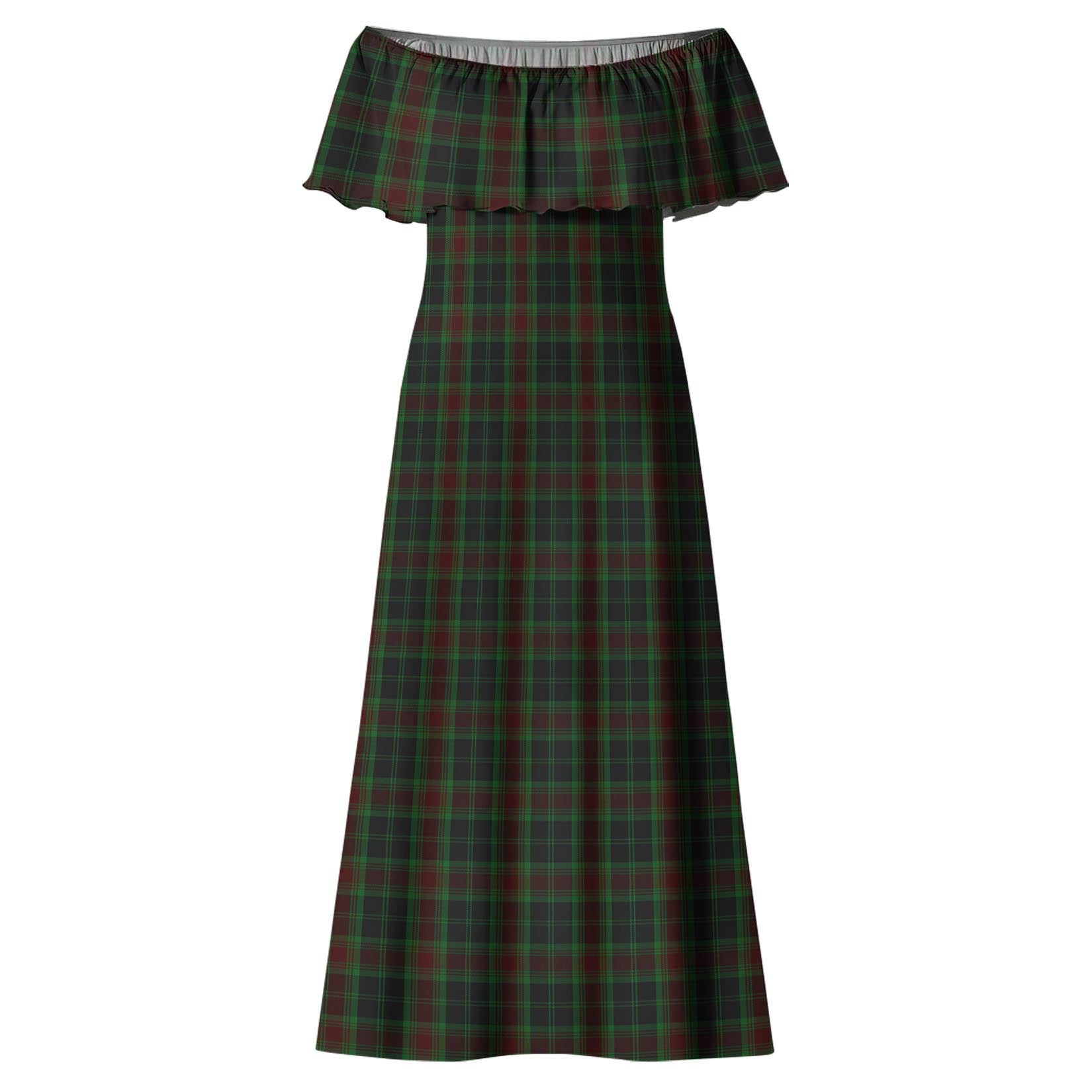 Carlow County Ireland Tartan Off Shoulder Long Dress - Tartanvibesclothing