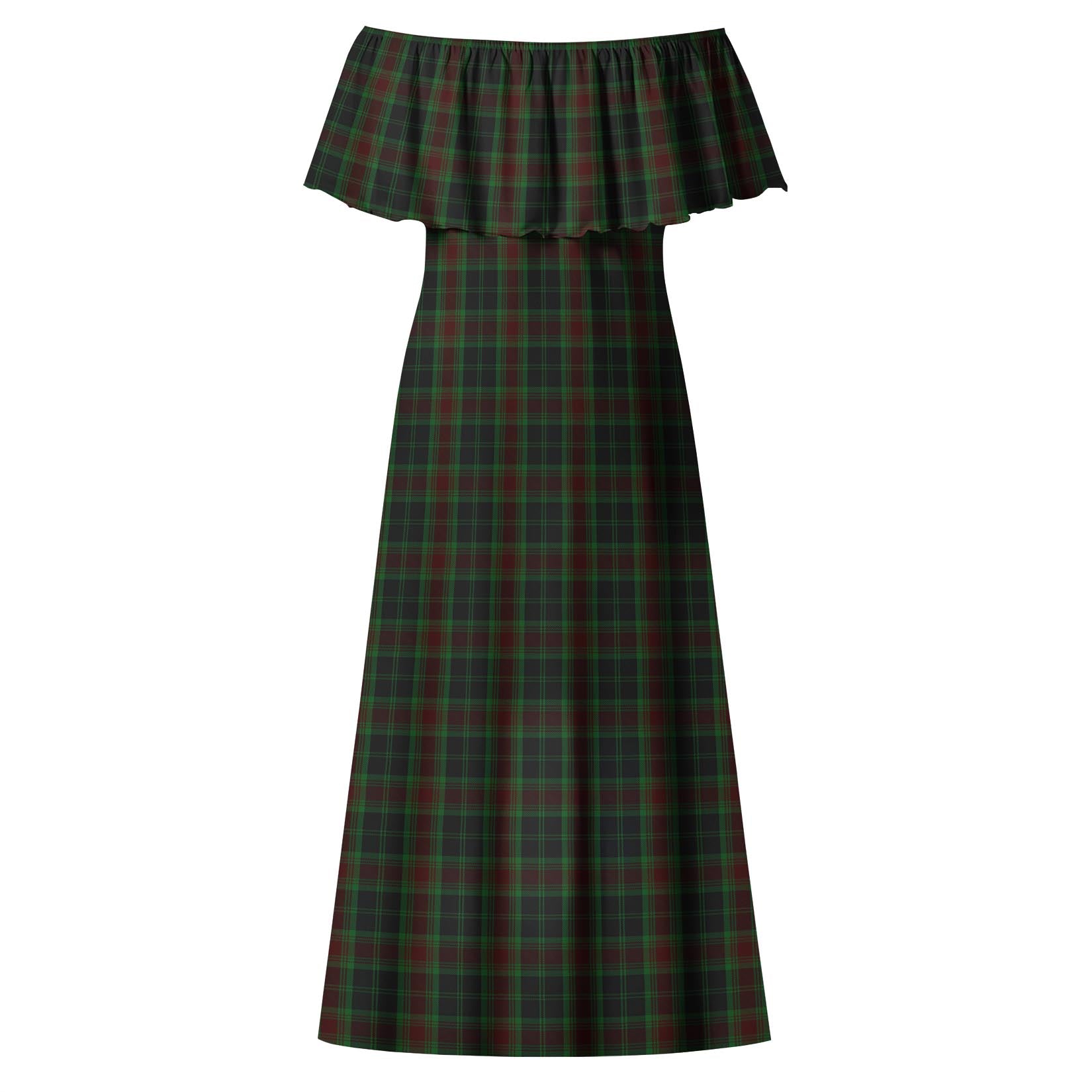 Carlow County Ireland Tartan Off Shoulder Long Dress - Tartanvibesclothing