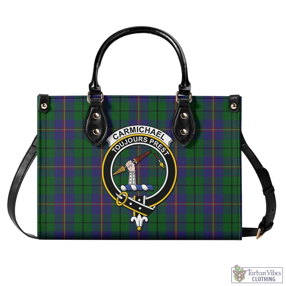 Carmichael Tartan Luxury Leather Handbags with Family Crest - Tartan Vibes Clothing