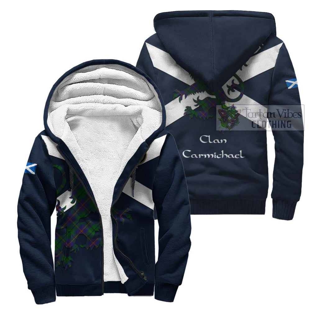 Tartan Vibes Clothing Carmichael Tartan Lion Rampant Sherpa Hoodie – Proudly Display Your Heritage with Alba Gu Brath and Clan Name