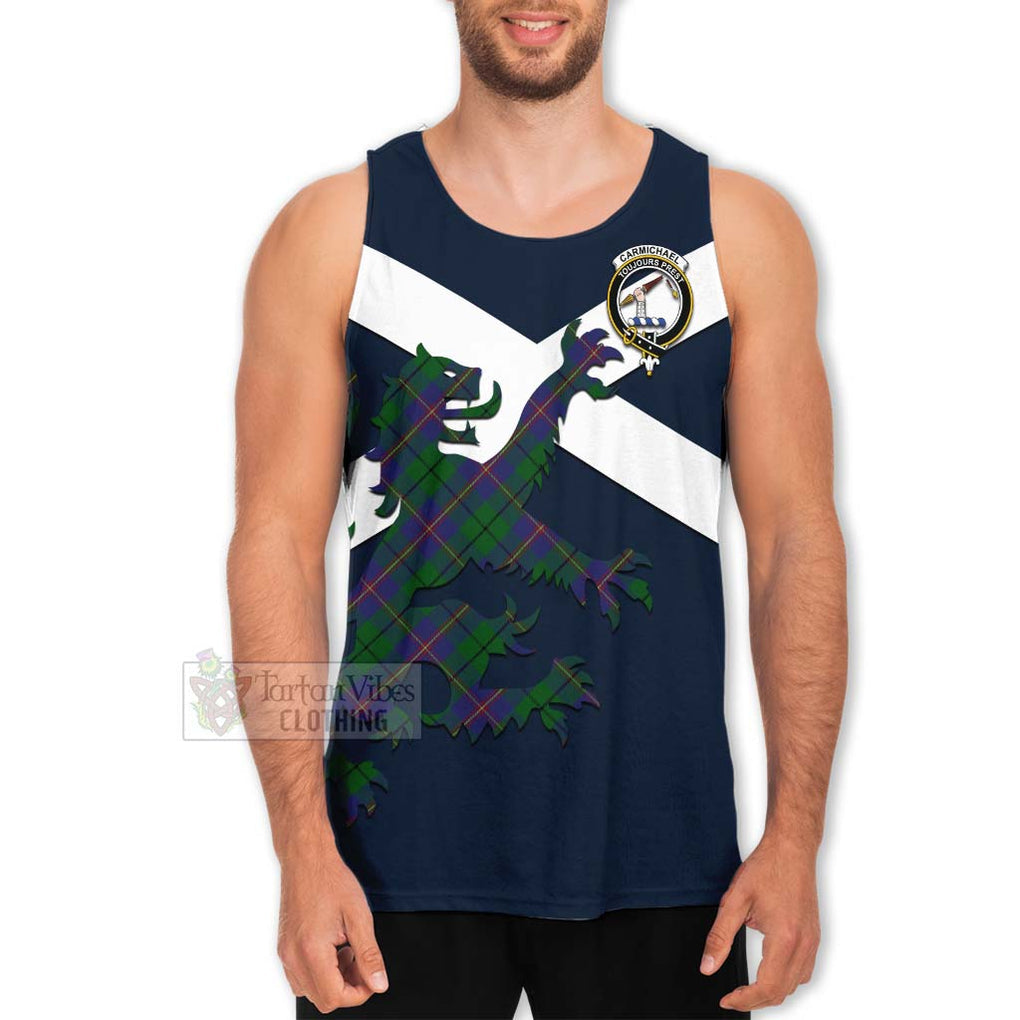 Tartan Vibes Clothing Carmichael Tartan Lion Rampant Men's Tank Top – Proudly Display Your Heritage with Alba Gu Brath and Clan Name