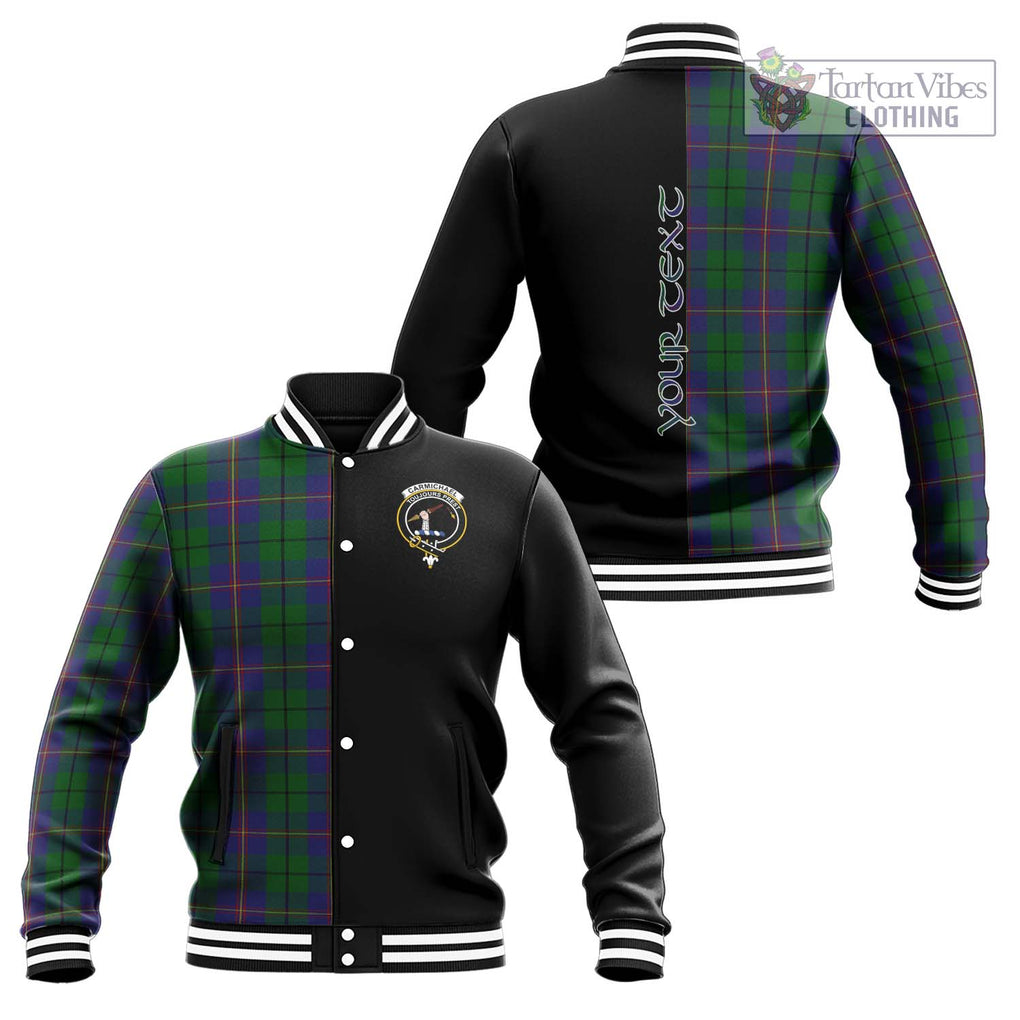 Carmichael Tartan Baseball Jacket with Family Crest and Half Of Me Style Unisex - Tartanvibesclothing Shop