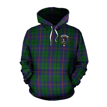 Carmichael Tartan Cotton Hoodie with Family Crest and Bearded Skull Holding Bottles of Whiskey Pullover Hoodie XS - Tartan Vibes Clothing