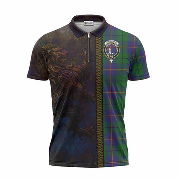 Carmichael Tartan Family Crest Zipper Polo Shirt Alba Gu Brath Be Brave Lion Ancient Style Unisex - Tartan Vibes Clothing
