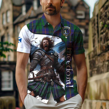 Carmichael Crest Tartan Short Sleeve Button Shirt Inspired by the Freedom of Scottish Warrior