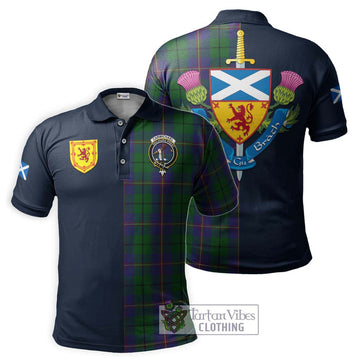 Carmichael Tartan Polo Shirt Alba with Scottish Lion Royal Arm Half Style