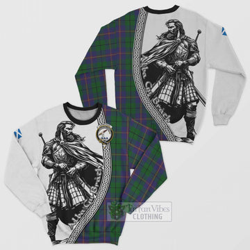 Carmichael Tartan Clan Crest Sweatshirt with Highlander Warrior Celtic Style