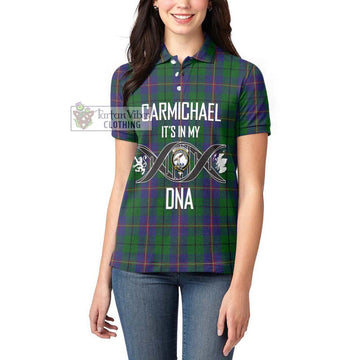 Carmichael Tartan Women's Polo Shirt with Family Crest DNA In Me Style