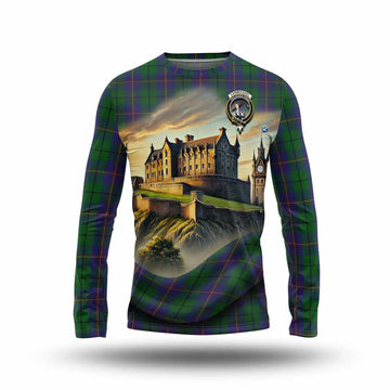 Carmichael Tartan Family Crest Long Sleeve T-Shirt with Scottish Ancient Castle Style Unisex - Tartan Vibes Clothing
